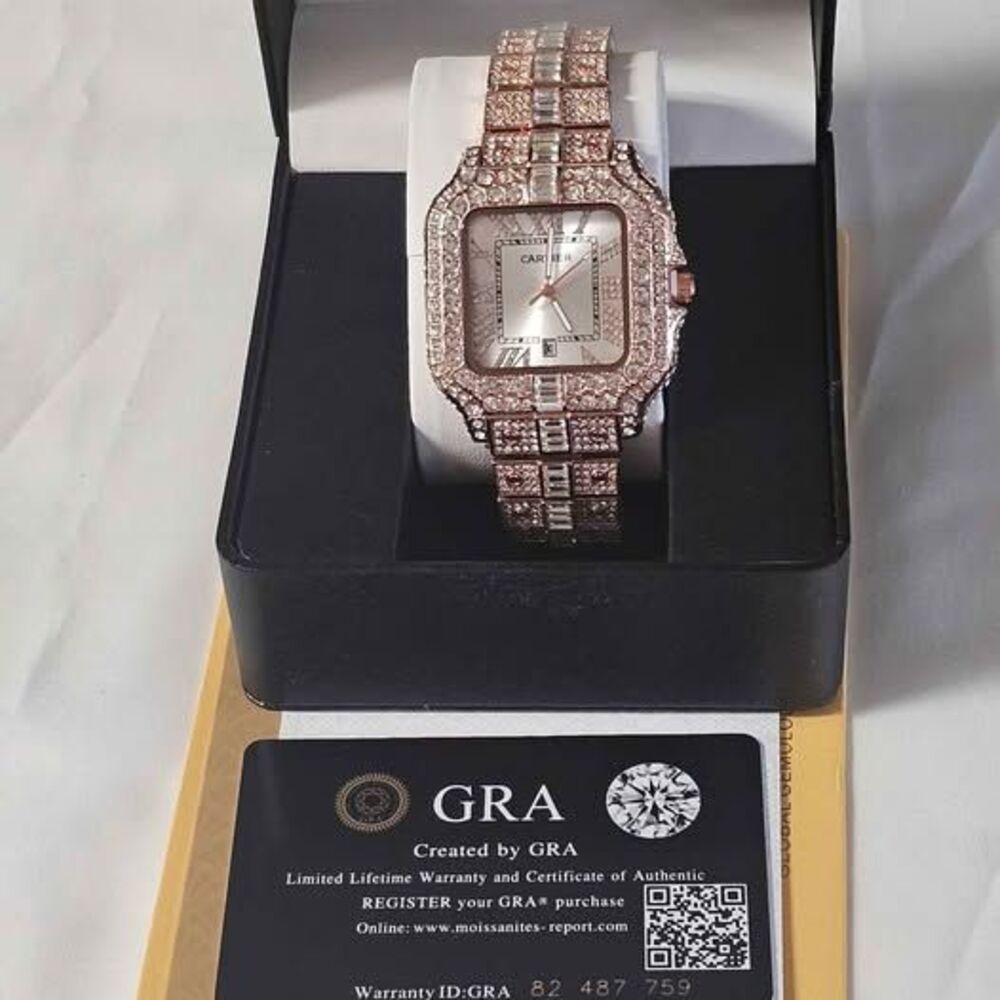 DVVS1 Moissanite Watch – GRA Certified – Automatic Movement Rose Gold Finish